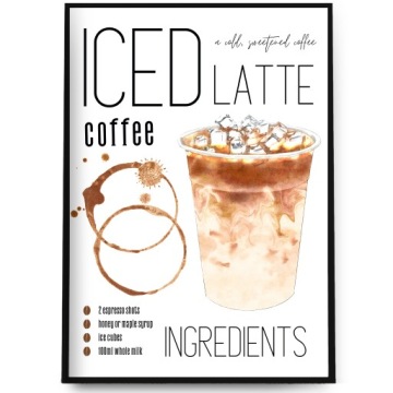 ПЛАКАТ-ИЗОБРАЖЕНИЕ ДЛЯ КУХНИ ГОСТИНОЙ КАФЕ РЕСТОРАН КОФЕ ЛАТТЕ 30Х40 А3
