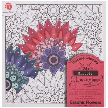 Kolorowanka z elementami brokatowymi Deco time Graphic Flowers 24 arkusze