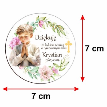 Благодарственный магнит для гостей Первого Причастия с персонализацией
