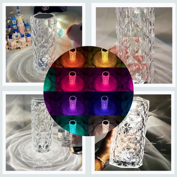 KRYSZTAŁOWA LAMPKA NOCNA LED RGB USB-C 16 KOLOR