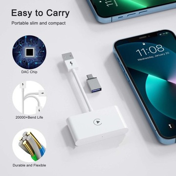 Беспроводной адаптер Car Play Auto Connect Быстрое и стабильное соединение Без белого цвета