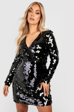 BOOHOO CZARNA SUKIENKA DISCO CEKINOWA R.3XL S035014