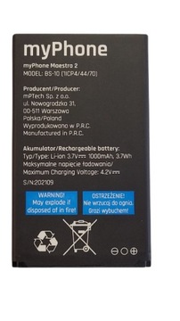 Oryginalna bateria myPhone Maestro 2 BS-10 1000mAh