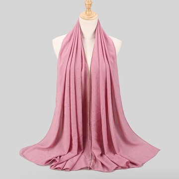 Kobiety Prosty Szyfon Szal Długi Rhinestone Szal, Pink, uniwersalny