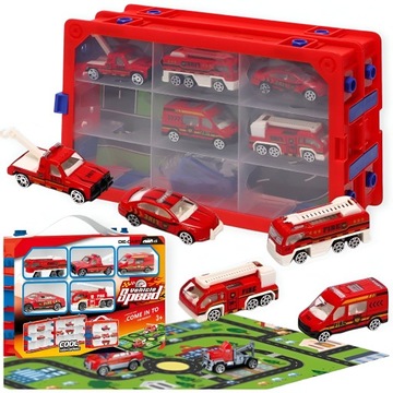 ZESTAW 5 AUTEK TOR TRASA STRAŻ POŻARNA WÓŻ STRAŻACKI AUTO PUDEŁKO ORGANIZER