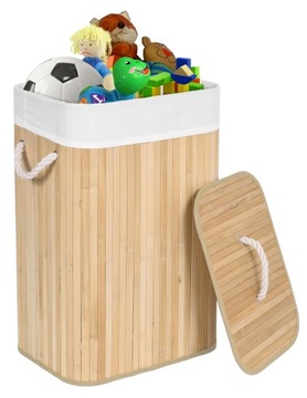 БАМБУКОВАЯ КОРЗИНА ДЛЯ ПРАЧЕЧНОГО БАГАЖНИКА С КРЫШКОЙ СКЛАДНОЙ КОНТЕЙНЕР 80Л