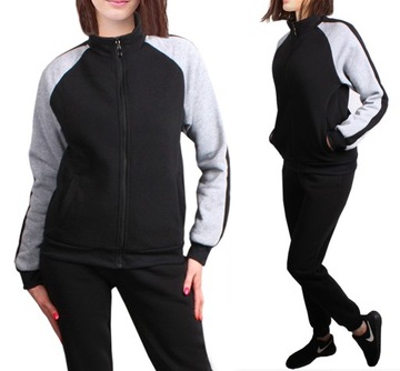Ciepły DAMSKI dres DRESY bluza stójka 9100 grafit/róż 2XL/3XL