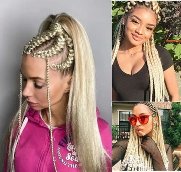 СИНТЕТИЧЕСКИЕ ВОЛОСЫ ДЛЯ КОС ЦВЕТНЫЕ БРИТАНСКИЕ ДРЕДЫ БЛОНДИНГ МЕЛИРОВАНИЕ 60 СМ