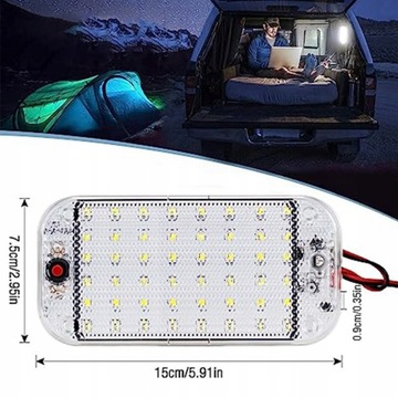 ЛАМПА С ВЫКЛЮЧАТЕЛЕМ 48 LED 12В-85В ДЛЯ КАБИНЫ 2 ШТ.