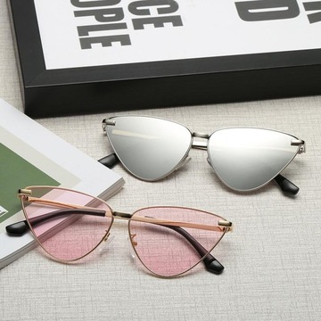 Modne damskie designerskie lustrzane okulary przeciwsłoneczne Cat