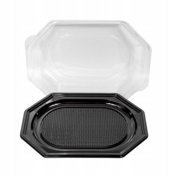 PATERY TACY tacki półmisek czarne zamykane catering z pokrywą 45x30cm 10szt