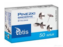 Pinezki metalowe Tetis srebrne 50szt GP090-AS