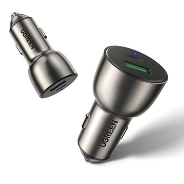 UGREEN SZYBKA ŁADOWARKA SAMOCHODOWA DO ZAPALNICZKI USB / USB C QC 3.0 PD