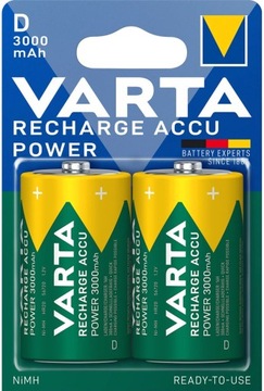 2 x AKUMULATORKI VARTA R20 D HR20 3000mAh BATERIE