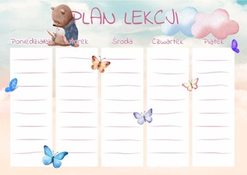 Plan Lekcji A4 MIŚ MOTYLE