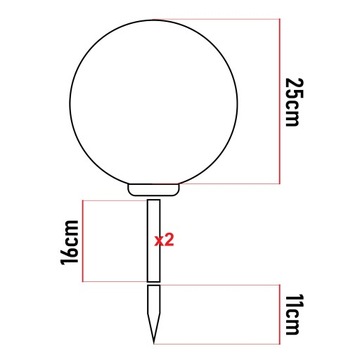 Lampa ogrodowa Kula solarna LED 25 cm wbijana naziemna LEDLUX