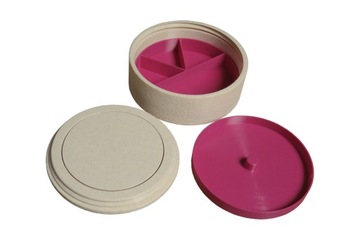 Knitting Ideal Box organizer dla dziewiarek beżowy marmur rożowy