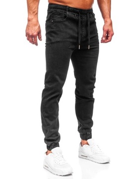 SPODNIE JEANSOWE JOGGERY MĘSKIE CZARNE 8111 DENLEY_40/3XL