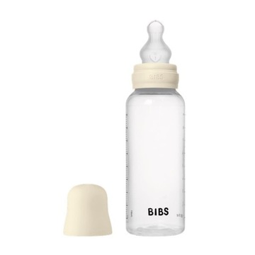 ANTYKOLKOWA BUTELKA BEZ BPA PLASTIKOWA BIBS 270 ML SMOCZEK Z SILIKONU IVORY