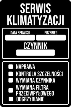 50x serwisowe Naklejki czarne SERWIS KLIMATYZACJI obsługa klienta 9x6 cm