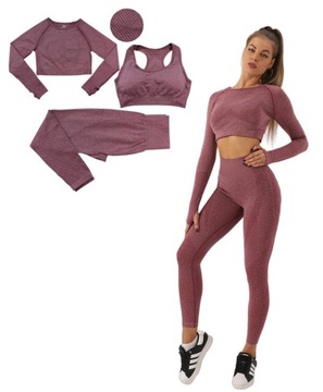 DAMSKI 3-CZĘŚCIOWY JOGA DRES FITNESS TRENINGOWY M