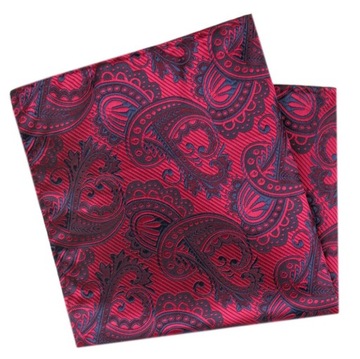 Elegancka Poszetka Męska - Alties - Czerwona w Paisley