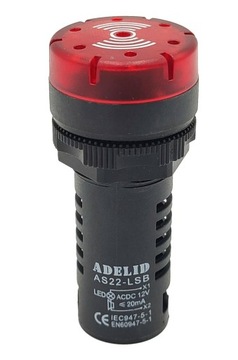 Kontrolka LED Buzzer AS22-LSB 12VDC AC 22mm ADELID