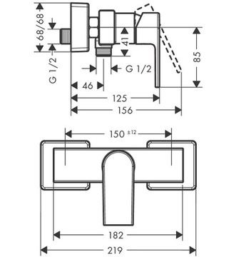 HANSGROHE bateria prysznicowa + umywalkowa + DESZCZOWNICA 25x19 z półką