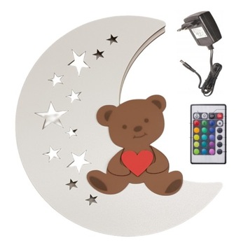 LAMPKA KSIĘŻYC MIŚ kolory do wyboru nocna LED SIECIOWE PILOT KOLORY Prezent