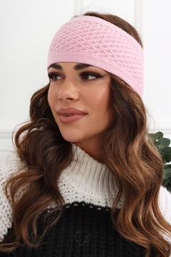 ЖЕНСКАЯ ПОВЯЗКА НА УШИ КРУЖКИ ТЮРБАН ТЕПЛАЯ ШАПКА ШИРОКАЯ РОЗОВАЯ