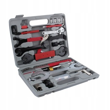 НАБОР ИНСТРУМЕНТОВ ДЛЯ ВЕЛОСИПЕДА, 44 шт., чемодан, коробка, шестигранные ключи, ложки, нашивки