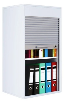 VCM Aktos L szafka biurowa z roletą 93x50x40 cm Biała, szara roleta