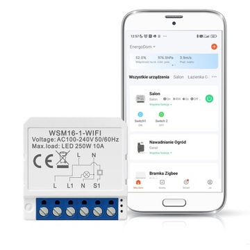 MINI Sterownik dopuszkowy światła 1 kanałowy 1C 10A WiFi - TUYA Smart Life