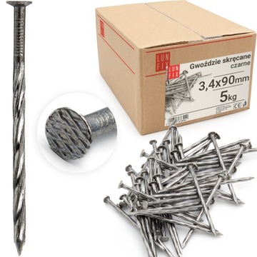 GWOŹDZIE SKRĘTNE skręcane czarne 3,4*90 5kg