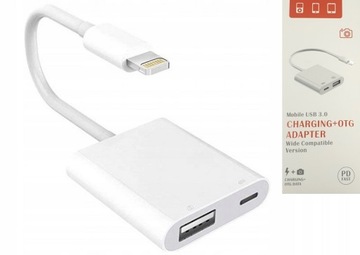 KABEL ADAPTER OTG PRZEJŚCIÓWKA Z IPHONE LIGHTNING NA USB 3.1 + ŁADOWANIE