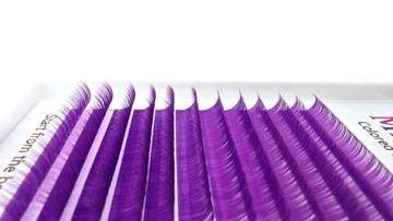 Ресницы цветные 8-13мм, изгиб D, 12 полосок ФИОЛЕТОВЫЕ.