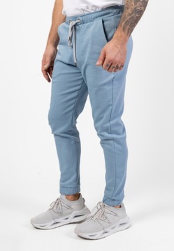 Spodnie joggery męskie niebieskie – jeansowe z lycrą Tres Amigos Wear