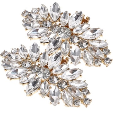 ДЕКОРАТИВНЫЕ ПРЯЖКИ ДЛЯ ОБУВИ С КРИСТАЛЛАМИ В ПАЛЬЦАХ (ЗОЛОТЫЕ, СЪЕМНЫЕ) 2 ШТ.