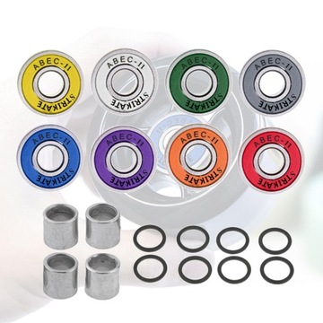 Набор из 8 подшипников для скейтборда с проставками 608 2RS Colorful