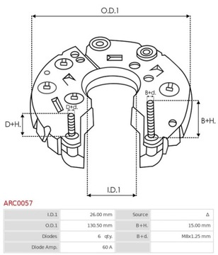 Mostek diodowy alternatora ARC0057