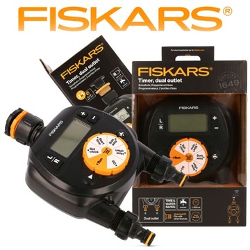 FISKARS Контроллер полива, программатор с двойным аккумулятором, 2 секции