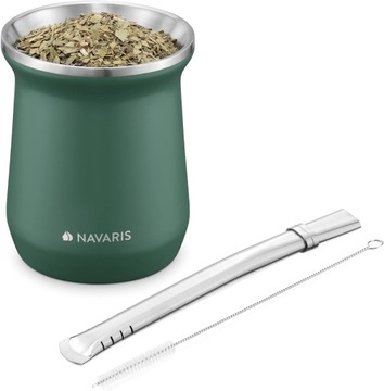KUBEK DO YERBA MATE ZE SŁOMKĄ CZYŚCIKIEM STAL NIERDZEWNA 300ml FILIŻANKA
