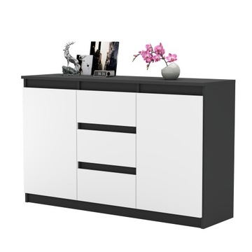 AGA комод 120СМ БЕТОН/МАТОВЫЙ БЕЛЫЙ Вместительный шкаф с 3 ящиками МИКС ЦВЕТОВ