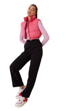 VILA CZARNE SPODNIE Z SZEROKĄ NOGAWKĄ WIDE LEG PANTS MATERIAŁOWE XL 42