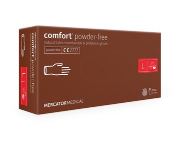 Rękawice jednorazowe lateksowe comfort PF L 100 szt, rękawiczki bezpudrowe