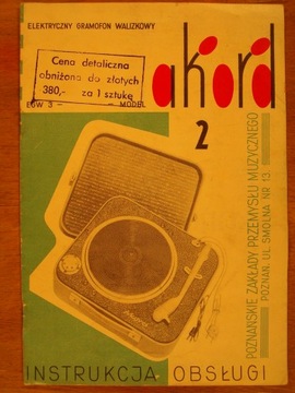 Akord 2 Gramofon Instrukcja Obsługi PZPM