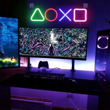 СВЕТОДИОДНАЯ ЛАМПА НЕОН ЛОГОТИП СИМВОЛЫ PLAYSTATION ПОДАРОК