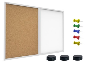 Tablica magnetyczna biała korkowa 60x40 MDF biały