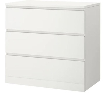 Ikea MALM Komoda, 3 szuflady, biały, 80x78 cm