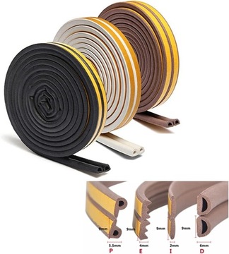 УПЛОТНИТЕЛЬ ДЛЯ ДВЕРНЫХ ОКОН, ТИП Е, 4х9мм, 10 метров